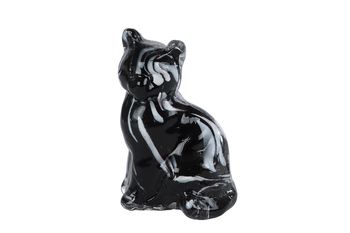 Sculptuur "Kat" grijs/zwart glas 6,5x5x10cm