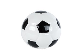 Spaarpot "Voetbal" zwart/wit aardewerk 12x12x10cm