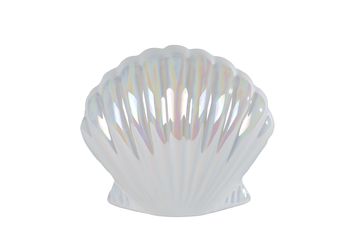 Spaarpot "Schelp" pearl aardewerk 13x9x10cm