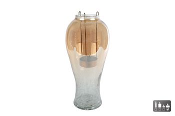 Vaas/kandelaar "Markus" L m/houder goud glas 17x17x38cm