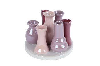 Vaas "Kay" 7x paars/lila aardewerk 14x11x10cm