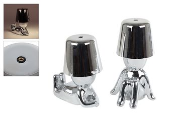 Sfeerverlichting LED touch "Elly" zilver 2 assortie aardewerk/kunststof 1x3,7V AAin 15x9,5x18,5cm