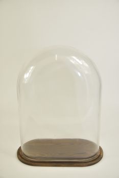 Stolp ovaal XL helder glas 30x16x40cm bruin houten plateau