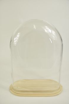 Stolp ovaal XL helder glas 30x16x40cm blank houten plateau