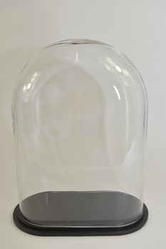 Stolp ovaal XL helder glas 30x16x40cm zwart houten plateau