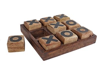 Tic Tac Toe "O/X" naturel/zwart mango 13x13x3,5cm