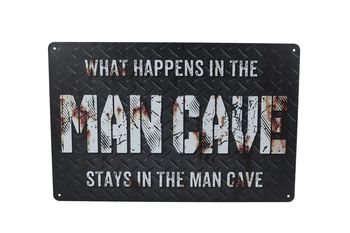 Wandbord "Mancave" zwart metaal 30x20x0,5cm
