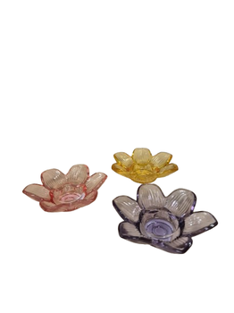 Candle holder glass 10.5x10.5x4.5cm Mixed