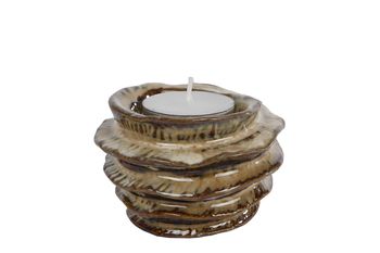 Teelichthalter "Solange" beige Keramik 8x8x5,4cm