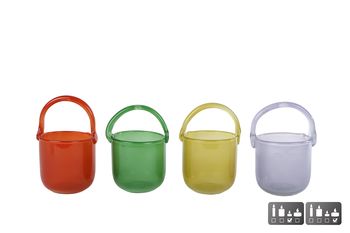 Theelichthouder/hengselmand "Zia" S geel/groen/paars/rood 4 assortie