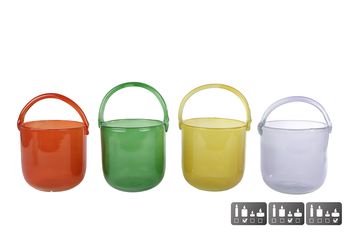 Theelichthouder/hengselmand "Zia" L geel/groen/paars/rood 4 assortie