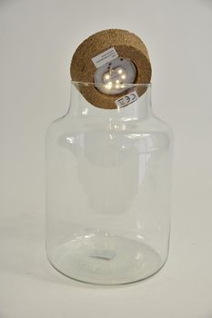 Melkbus glas met kurk met LED D17 H25cm