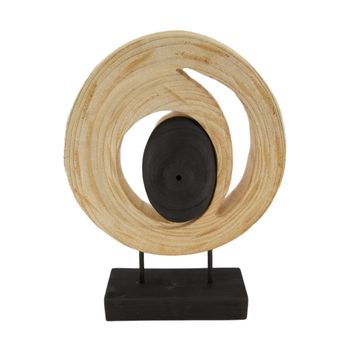 Statue round wood Natural/Black 29x9x38cm