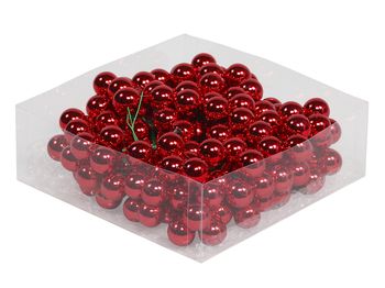 cb. 144 glasballen/wire rood glans 20mm