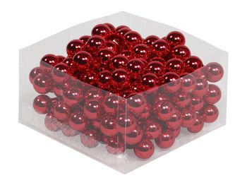 cb. 144 glasballen/wire rood glans 25mm