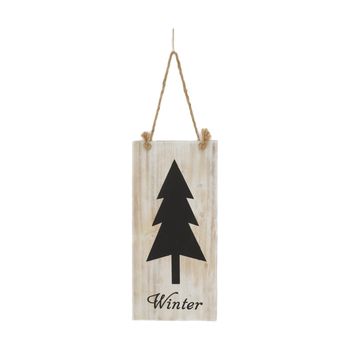 Schild Tafel Winter Tannenholz mit Aufhänger 18x38x1.2cm