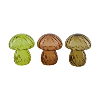 Mushroom glass 13x13x14.7cm 3 Mixed brown