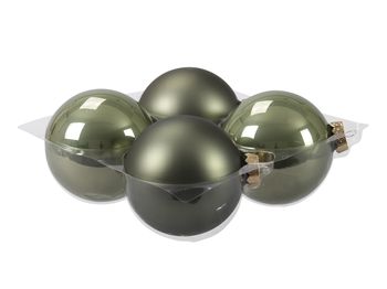cb. 4 glassballs/cap granite green 100 mm