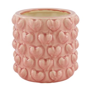 Planter hearts ceramic 16x16x15cm Light pink