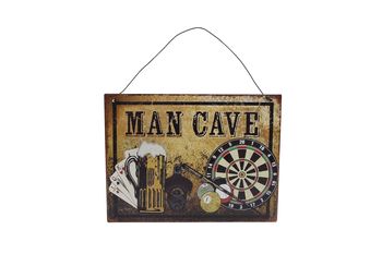 Wandversiering "Man cave" metaal 20x15cm
