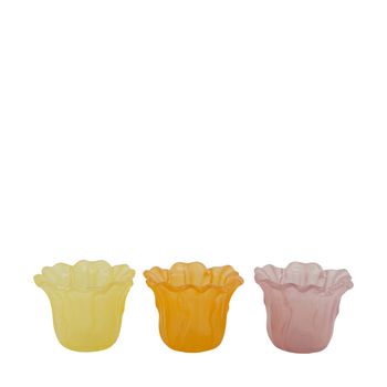 Candle holder glass 10.5x10.5x7.5cm Mixed pastel
