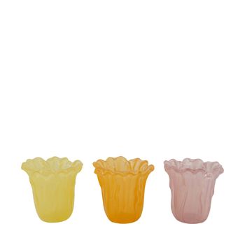 Candle holder glass 11x11x11cm Mixed pastel