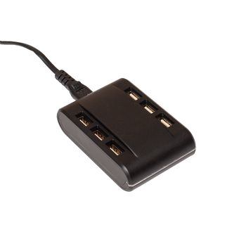 USB OPLAADSTATION 6 INGANGEN ZWART