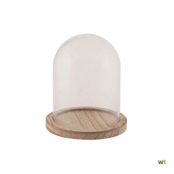Stolp glas met houten bodem Ø12,5x17cm Transparant