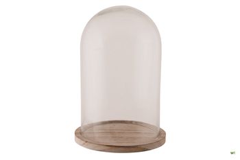 Stolp glas met houten bodem Ø17x25cm Transparant