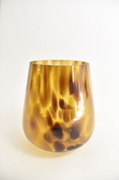 pc. 1 glass vase "leopard" brown Ø 12x13 cm
