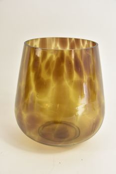 pc. 1 glass vase "leopard" brown Ø 15x16 cm