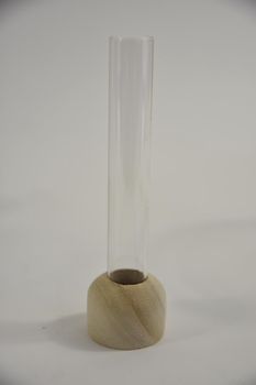 glazen reageerbuis met houten voet Ø2 hoogte 15 cm