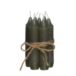 moss green taper candle h.11 cm set 7