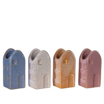 Flowervase houses Valarta medium l.4 w.4 h.9cm 4ass. color