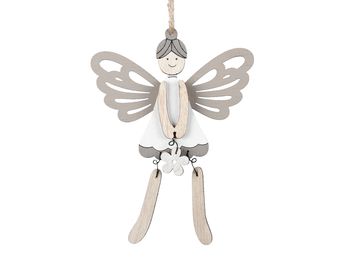 pb. 2 wooden fairies/hanging white 20 cm