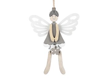 pb. 4 wooden fairies/hanging grey 15 cm