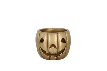 Planter pumpkin cement Ø12x9.5cm - Gold