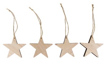 Wooden star 7x7cm 10pc Natural