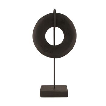 Statue circle teak wood 22x10x44cm Black