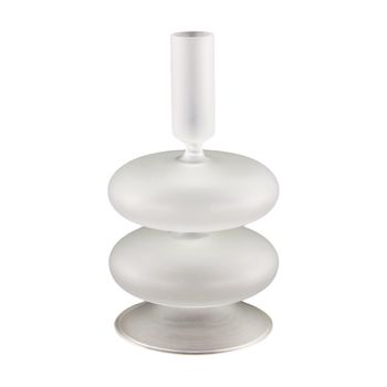 Tischkerzenhalter Glas Ø10x17.5cm Weiß