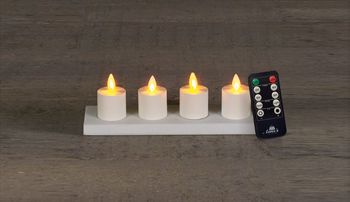SET 4ST OPLAADBARE BEWEGENDE VLAM THEELICHT WIT D3,8 H6CM