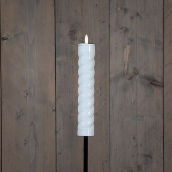 SOLAR WIRBEL FACKEL WEISS 3D DOCHT 21X4CM AUF 76CM PFAHL
