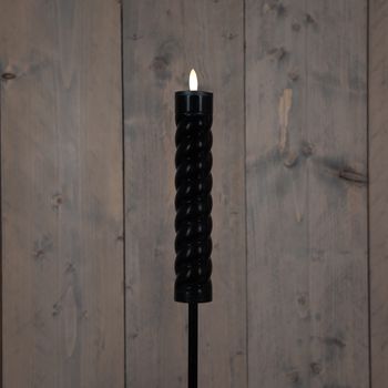 SOLAR WIRBEL FACKEL SCHWARZ 3D DOCHT 21X4CM AUF 76CM PFAHL