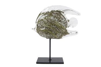 Sculptuur "Fish" grijs/groen glas 19,5x5,5x23cm