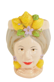 WOMAN HEAD POT CERAMIC D14X18H GREY