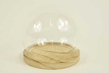 GLOCKE GLASKUGEL D10X9H AUF HOLZSOCKEL NATUR