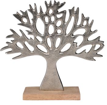 LEBENSBAUM NICKEL 27 x 25 x 6 cm ALUMINIUM + MANGOHOLZ