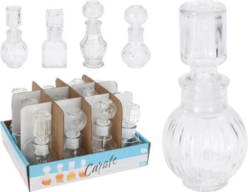 FLES MET STOP HELDER GLAS 4 ASSORTIE DESIGNS D5 H11,2CM