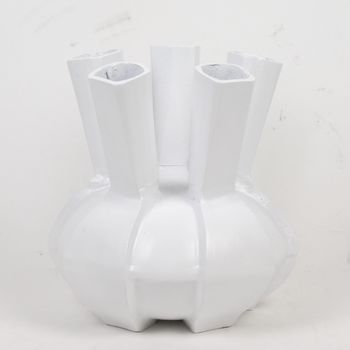 Tuba Vase Aluminium Matt Weiß 33x33x33cm