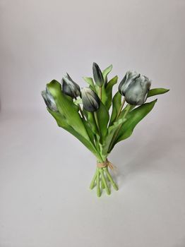 Real Touch Tulip Bundle x7 L30cm Black